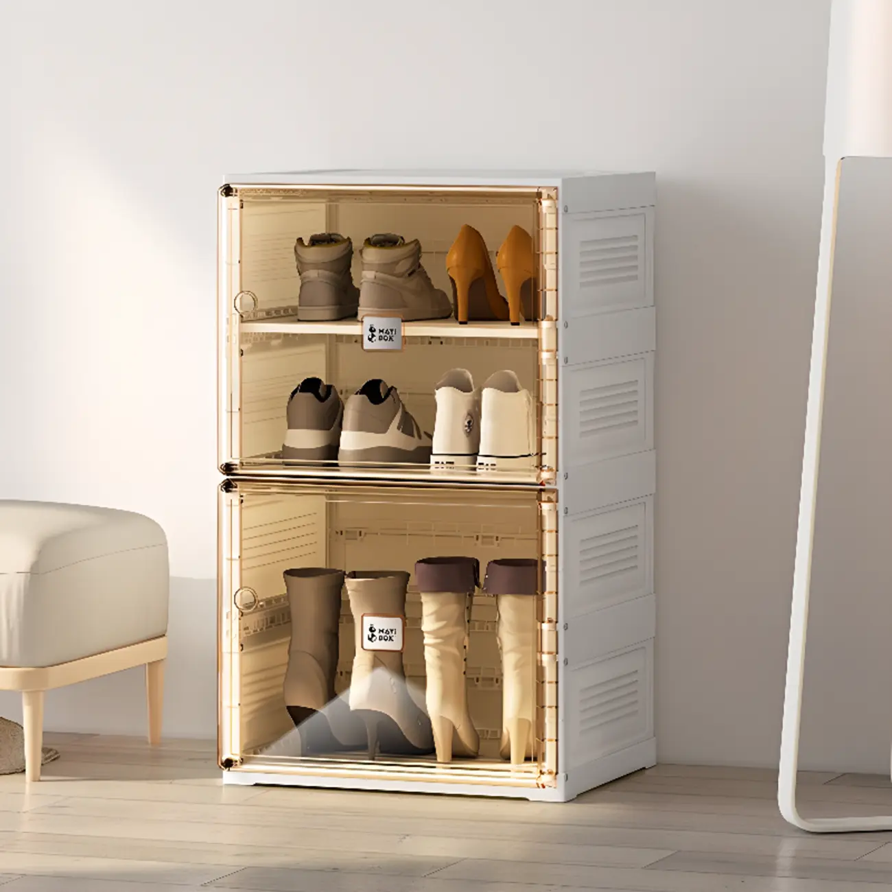 Portable Glam Plastic Clear Shoe Boxes in White