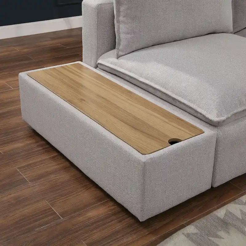 Light Grey 43-inch Fabric Storage Console