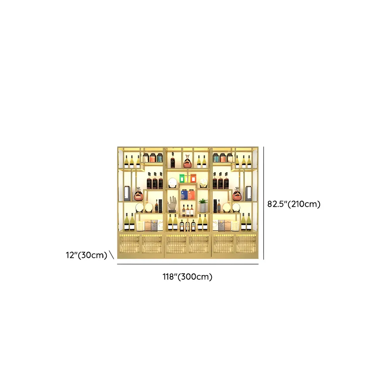 Glam Freestanding Gold Tall Metal Wine Rack