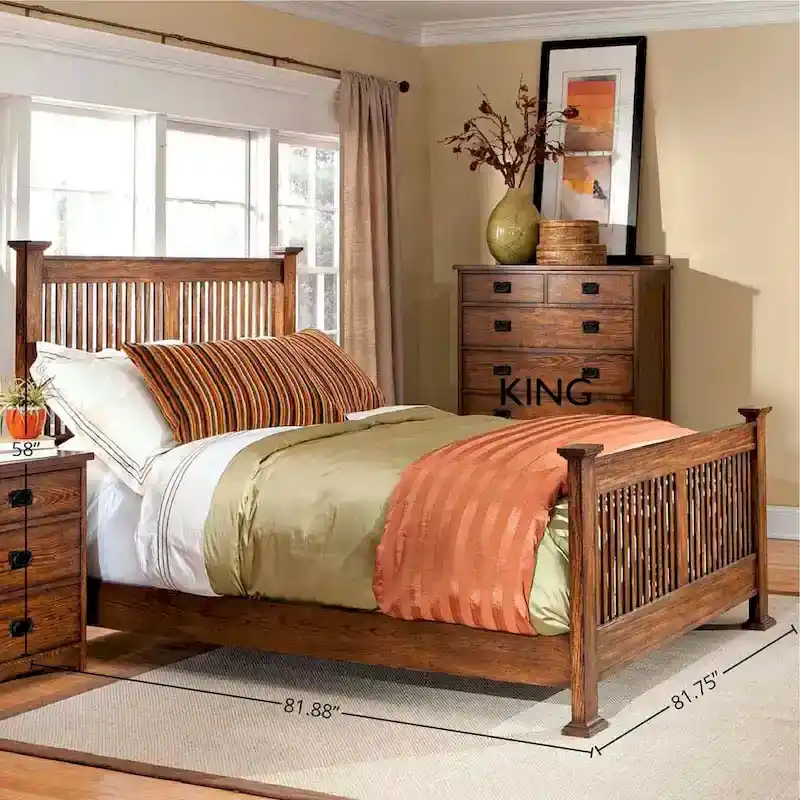 Brown Mission Solid Oak Low Profile Bed – King / Queen