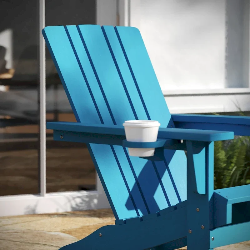 All-Weather Rocking Adirondack Chair with Swiveling Cupholder