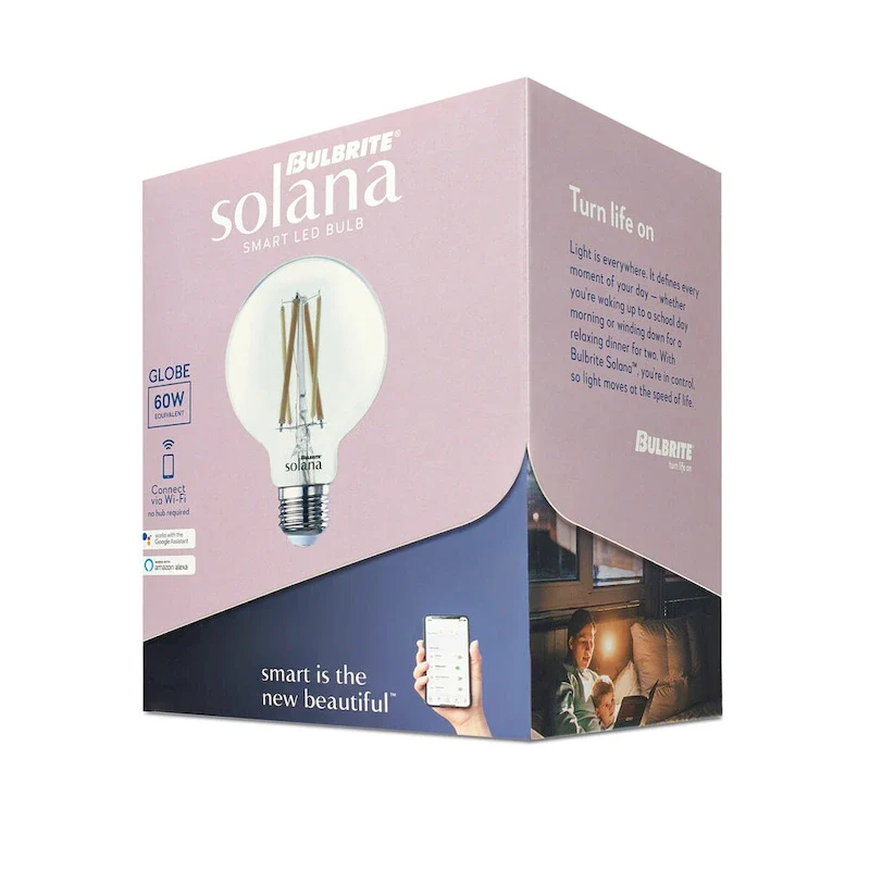 Bulbrite Solana Smart LED G25 60W Equivalent Tunable WIFI Light Bulb, Clear, 2PK - 2200K-6500K