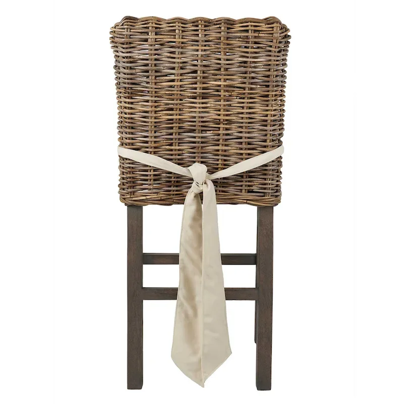 Grey Wash Rattan Cushioned Stool by East at Main