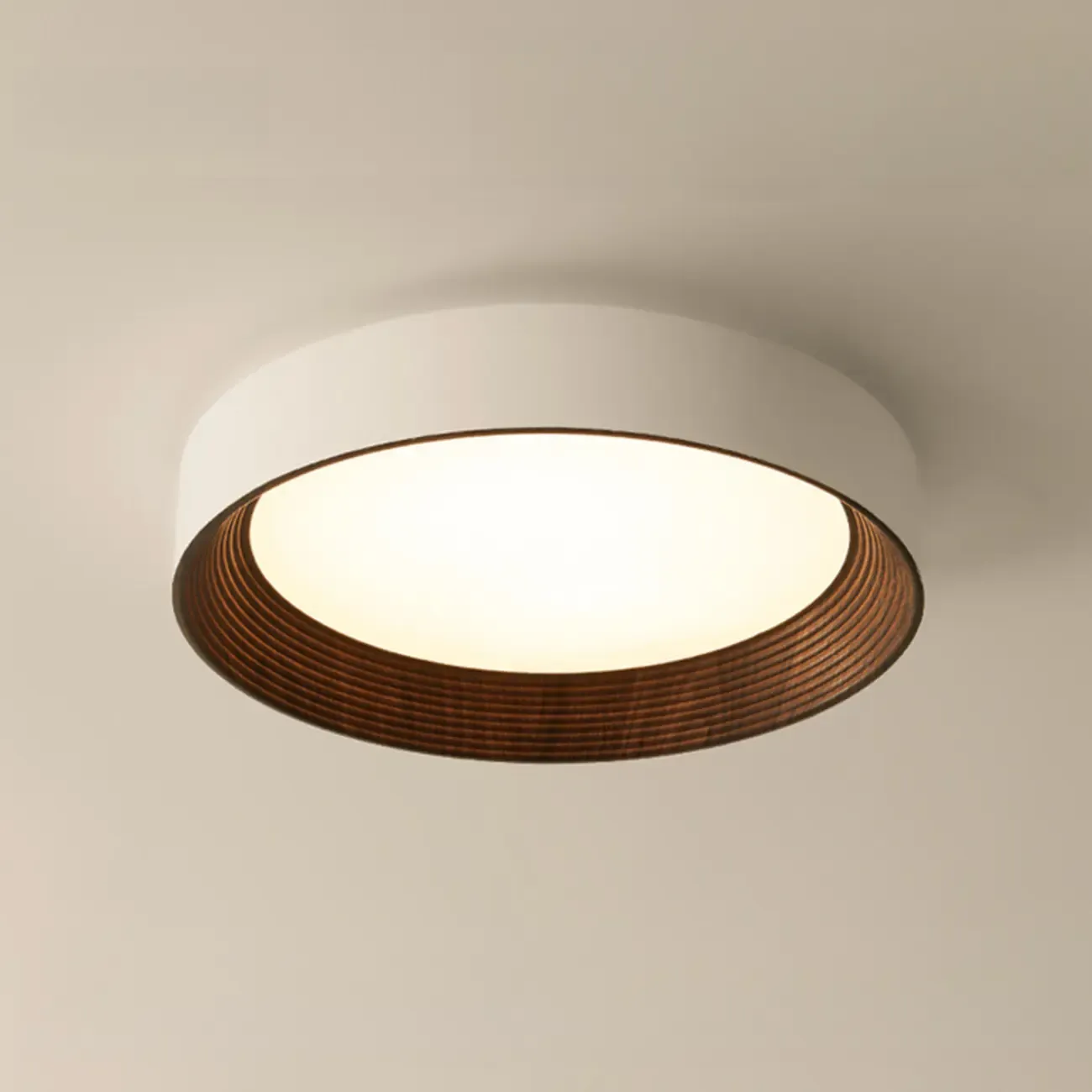 Walnut Round Flush Mount Ceiling Light