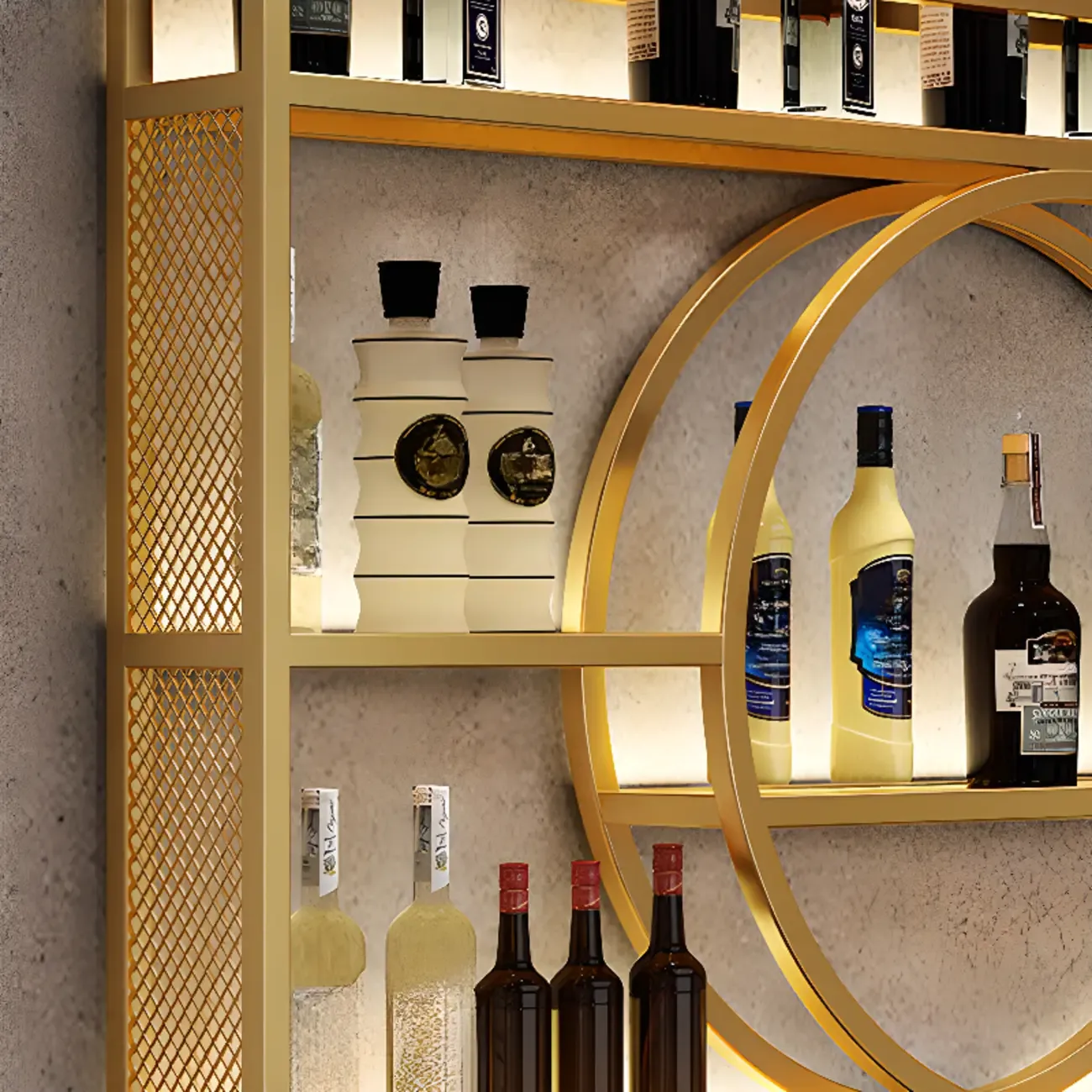 Black Circular Metal Wall Mounted Wine Rack