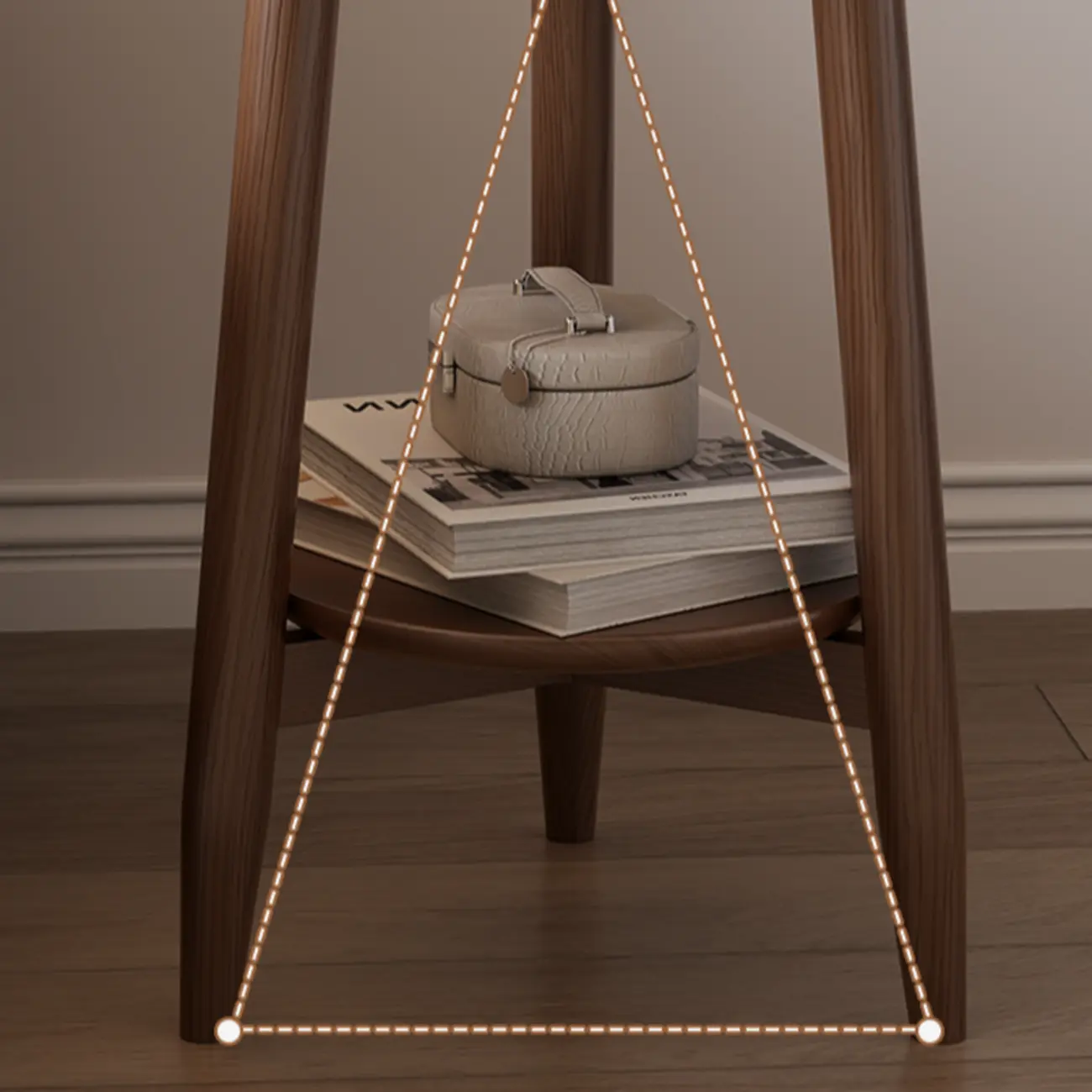 Compact Round Wooden 2-Tier Tripod Base Side Table