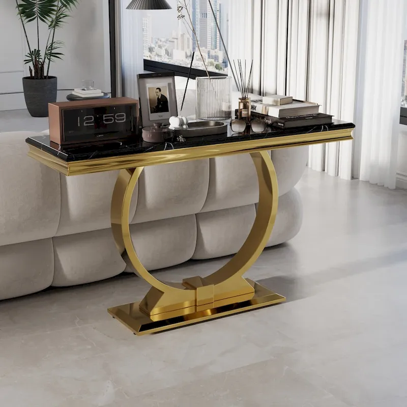 50 inch Rectangle Console Table with Circle Base