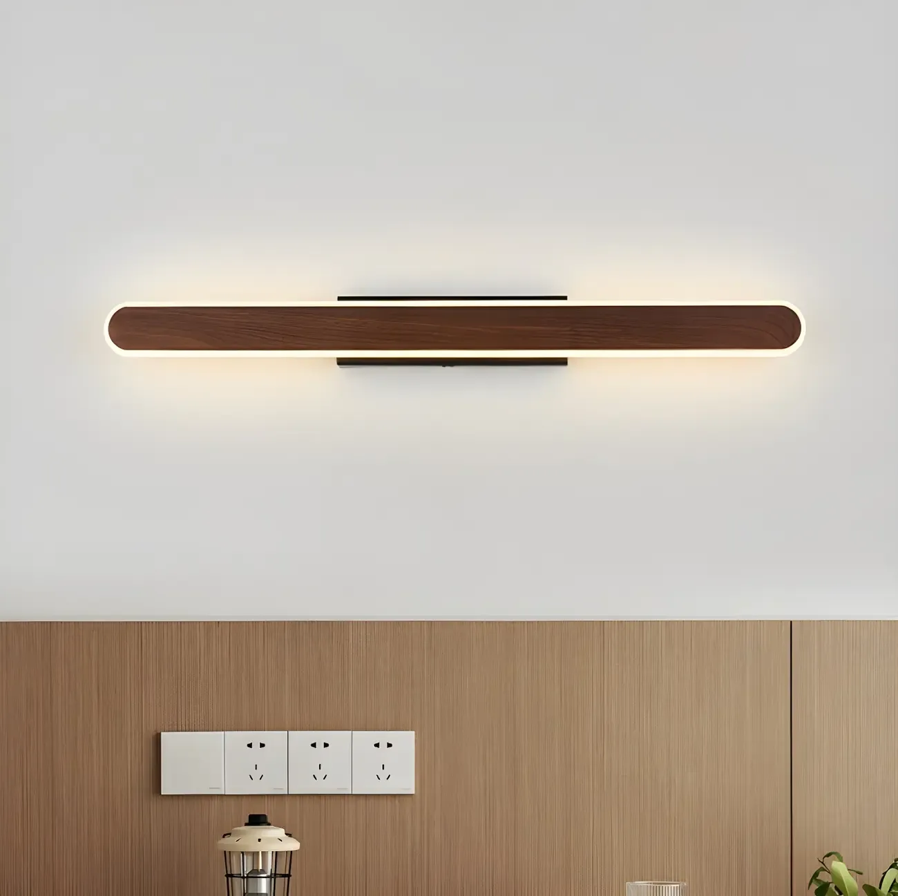 Modish Walnut Oval Acrylic LED Vanity Light