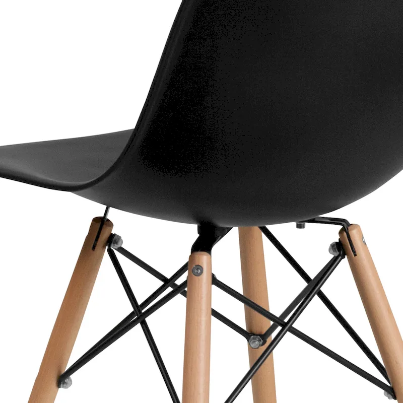 Plastic Chair with Wooden Legs