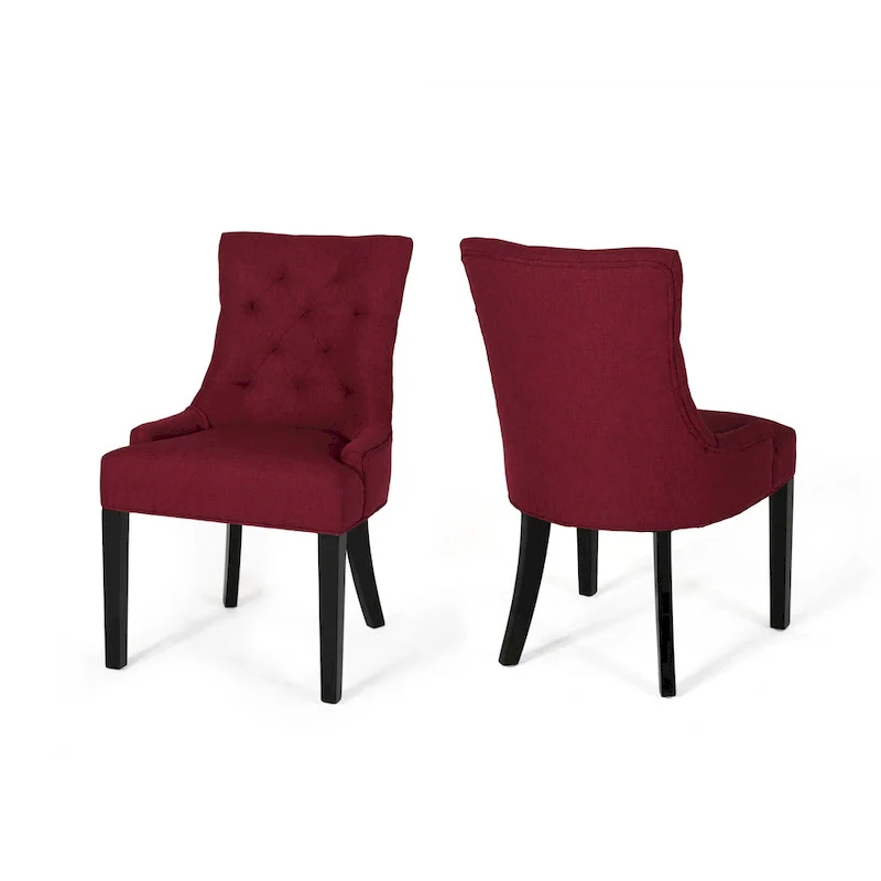 Set of 2 Fabric Upholstered Dining Chair with Tapered Legs