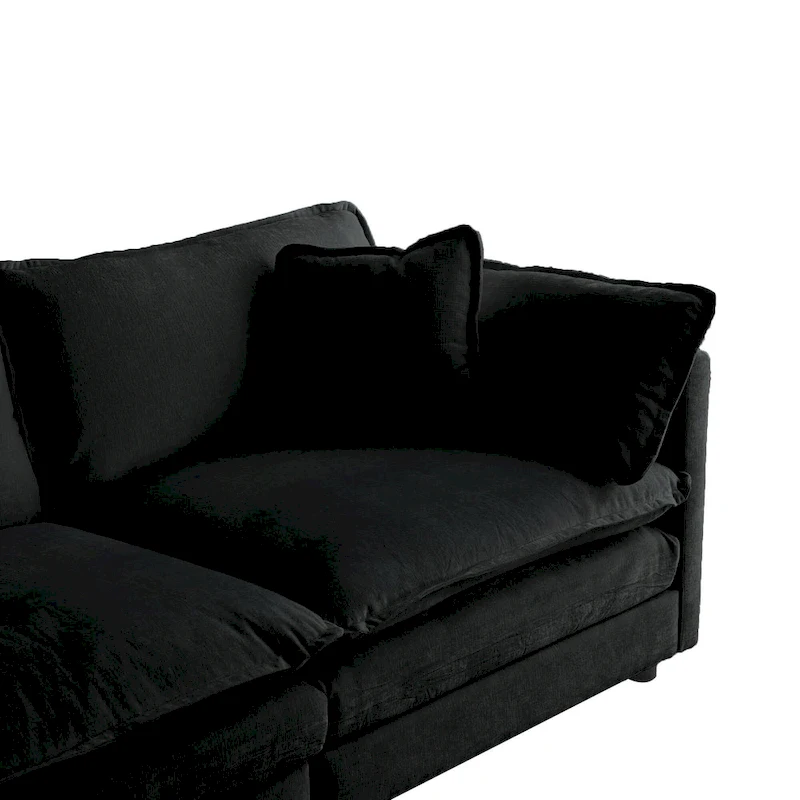 3-Piece Modular Chenille Upholstered L-Shaped Sectional Sofa with Ottoman