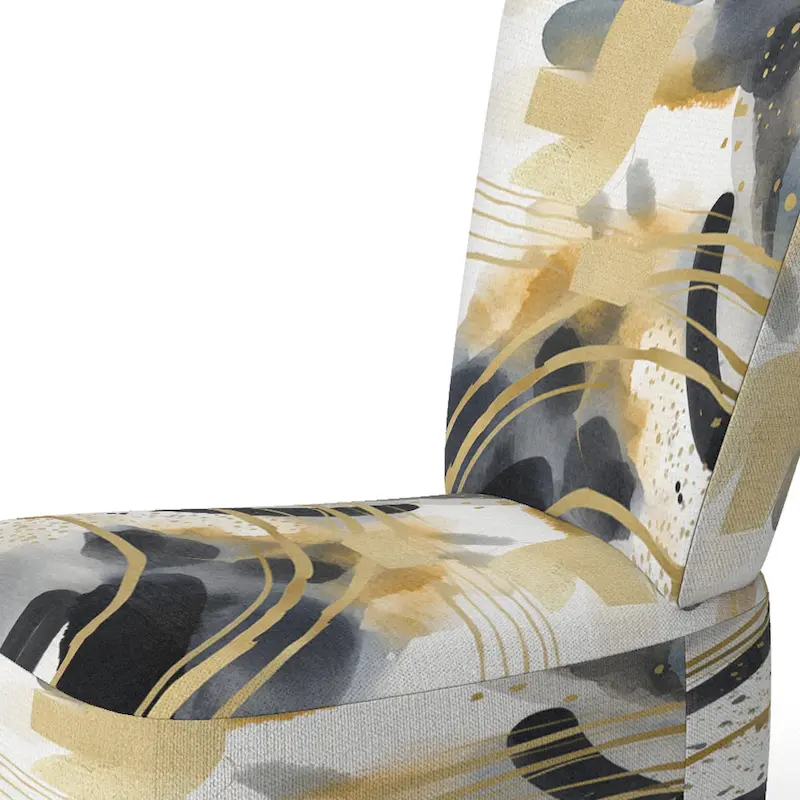 Designart Pastel Abstract With Blue Black & Gold Spots III Upholstered Fractals Accent Chair and Modern Arm Chair