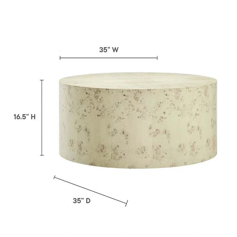 Penrod Mid-Century Burl Wood Round Coffee Table