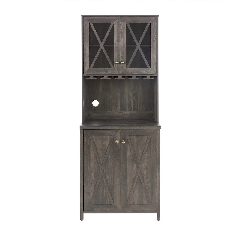 Farmhouse Bar Cabinet Dining Room Kitchen Cabinet with Wine Rack
