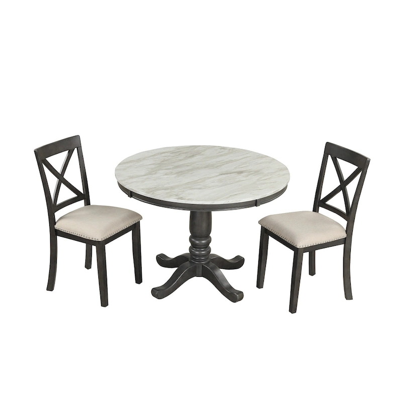 5-Piece Modern Wooden Dining Set with Round Table & Chairs