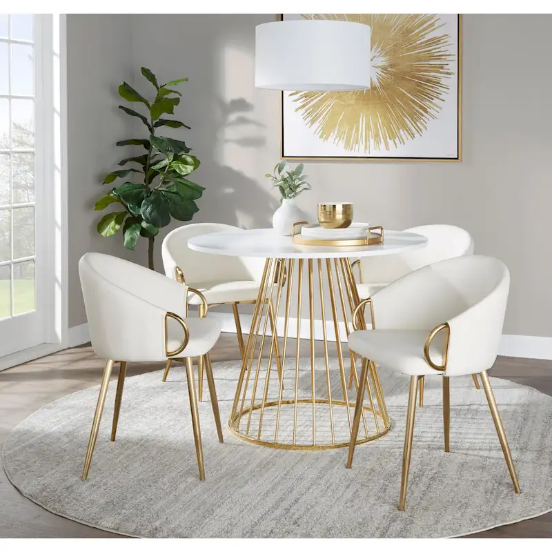 Silver Orchid Canary Pugo Round Dining Table with Pedestal Base