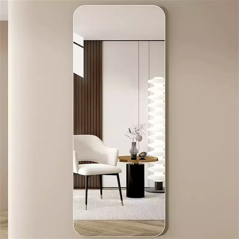Whisen Rimless Full-Length Wall-Mounted Dressing Mirror with Round Corners and Explosion-Proof Glass