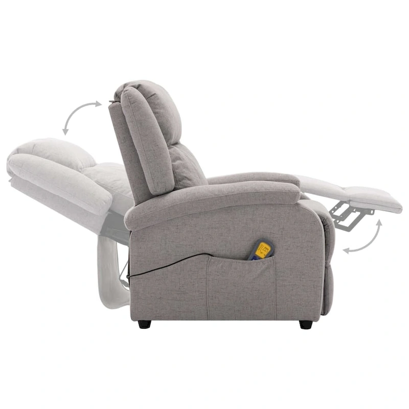 vidaXL Massage Chair Light Gray Fabric - 71 x 92 x 96 cm