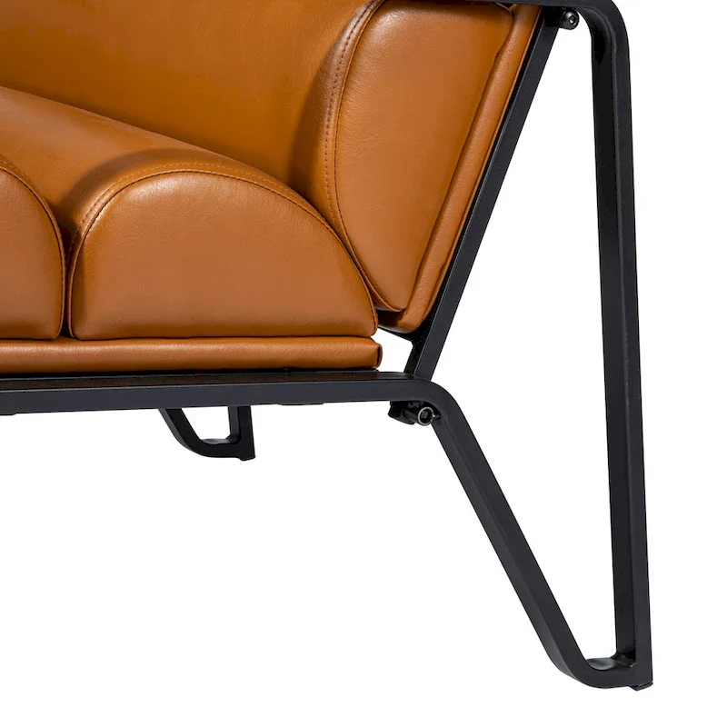 26.75W Modern Comfy PU Leather Accent Chair with Metal Frame