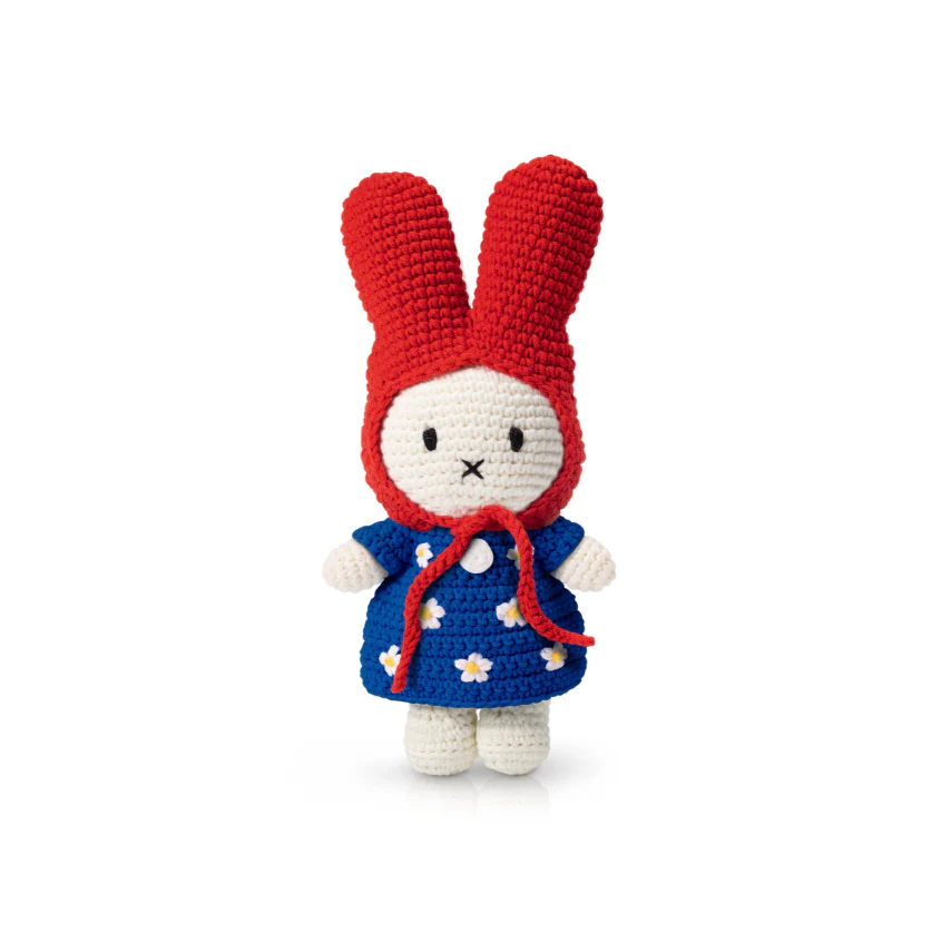 Miffy Handmade and her Blue Flower Dress and Red Hat 25cm