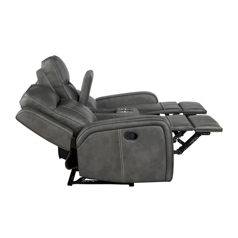 Grey Motion Reclining Loveseat with Console