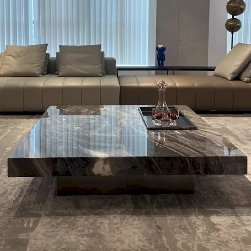 JASIWAY Light Luxury Sintered Stone Square Coffee Table