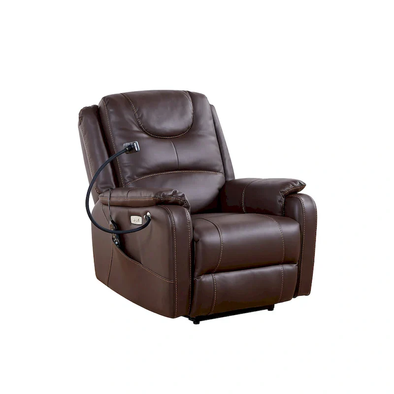 Bonded Leather Zero Gravity Power Recliner with Massage and Heating