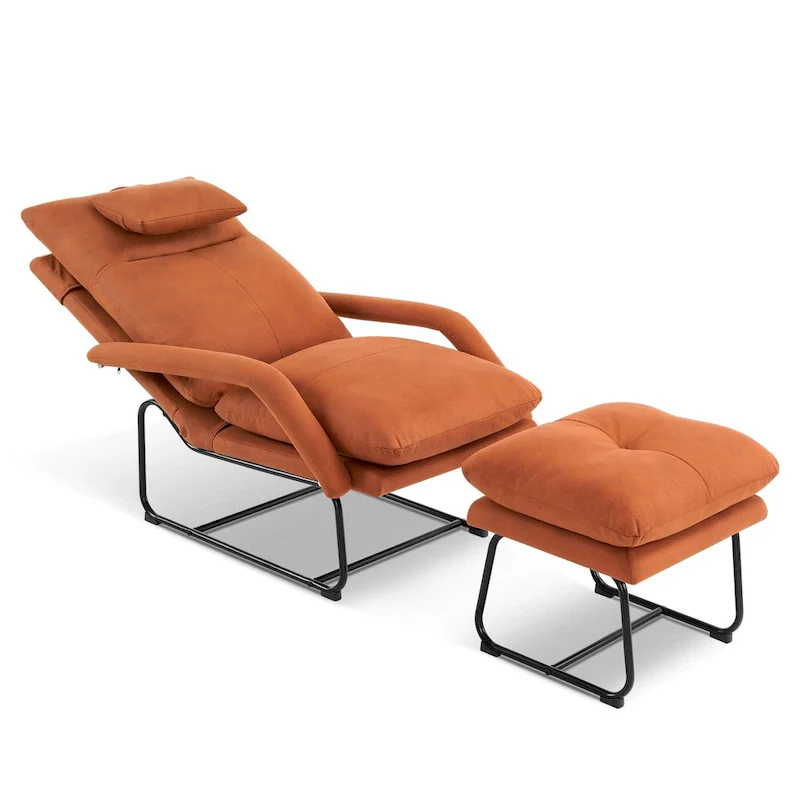 MCombo Accent Recliner with Ottoman, Armchairs with Adjustable Backrest for Living Room Bedroom, Leathaire Fabric 4233