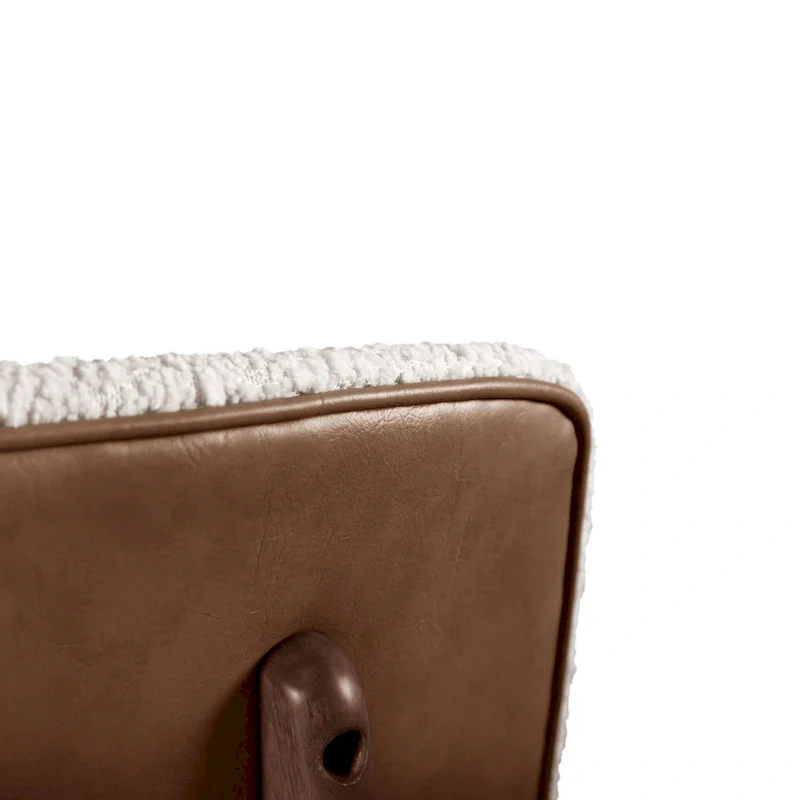 Mid-century 2-Pack Walnut Dining Chair Set with Boucle Upholstery