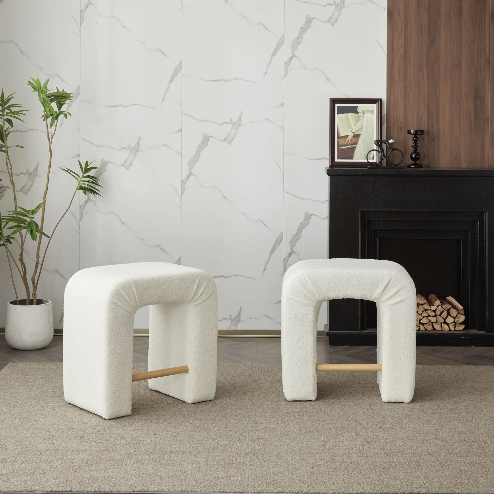 Walker Edison | Boucle Stool Set of 2