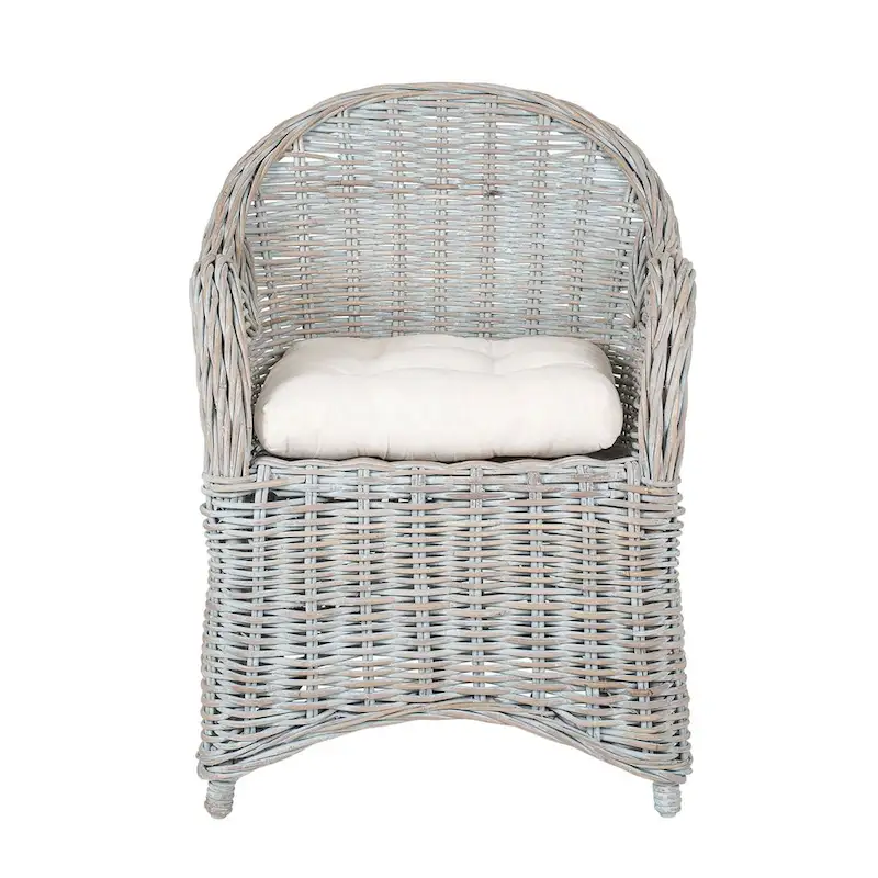 Natural Rattan Handwoven Wicker Armchair With Cushion by East at Main