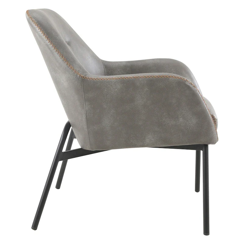 Brooks Accent Chair in Faux Leather with Stitch and Black Legs