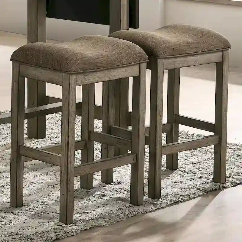 Tozos Farmhouse Chestnut Padded Counter Height Stool (Set of 2) by Furniture of America