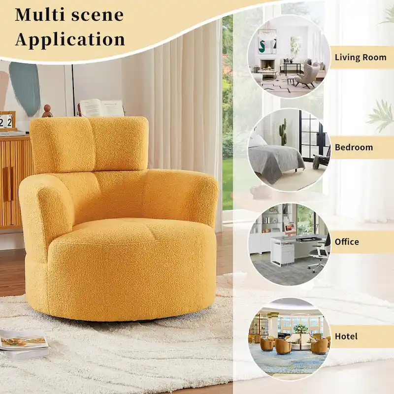 360 Swivel Barrel Chair with Adjustable Headrest - Berber Fleece Upholstery