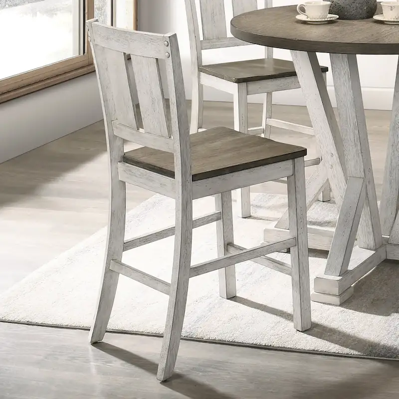 Furniture of America Theile Rustic Wood Counter Height Chairs, Set of 2