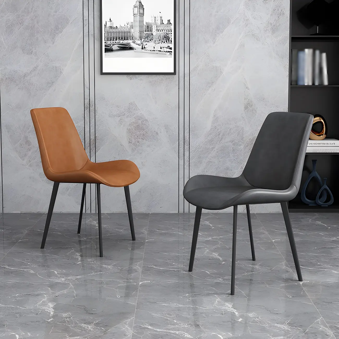 Sloped Armless Leather Upholstered Parsons Dining Chair