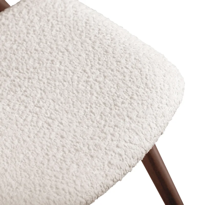 Furniture of America Beau II Mid-century 2-Pack Walnut Dining Chair Set with Boucle Upholstery