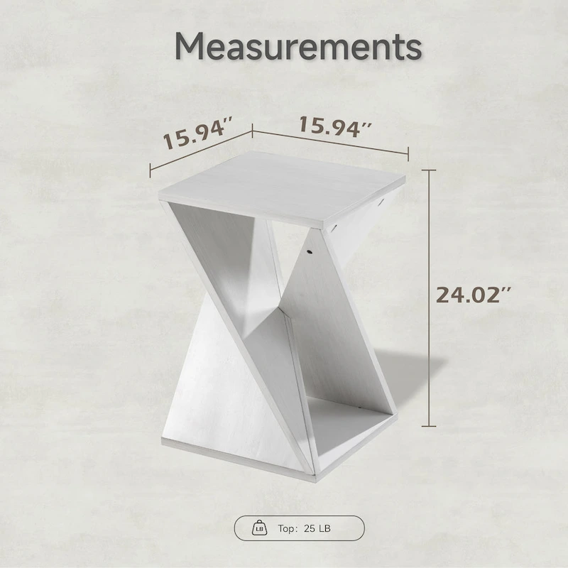 COZAYH Farmhouse End Table Square Solid Wood Side Table Rustic Plant Stand With Twisted Design, Natural Wood, Black