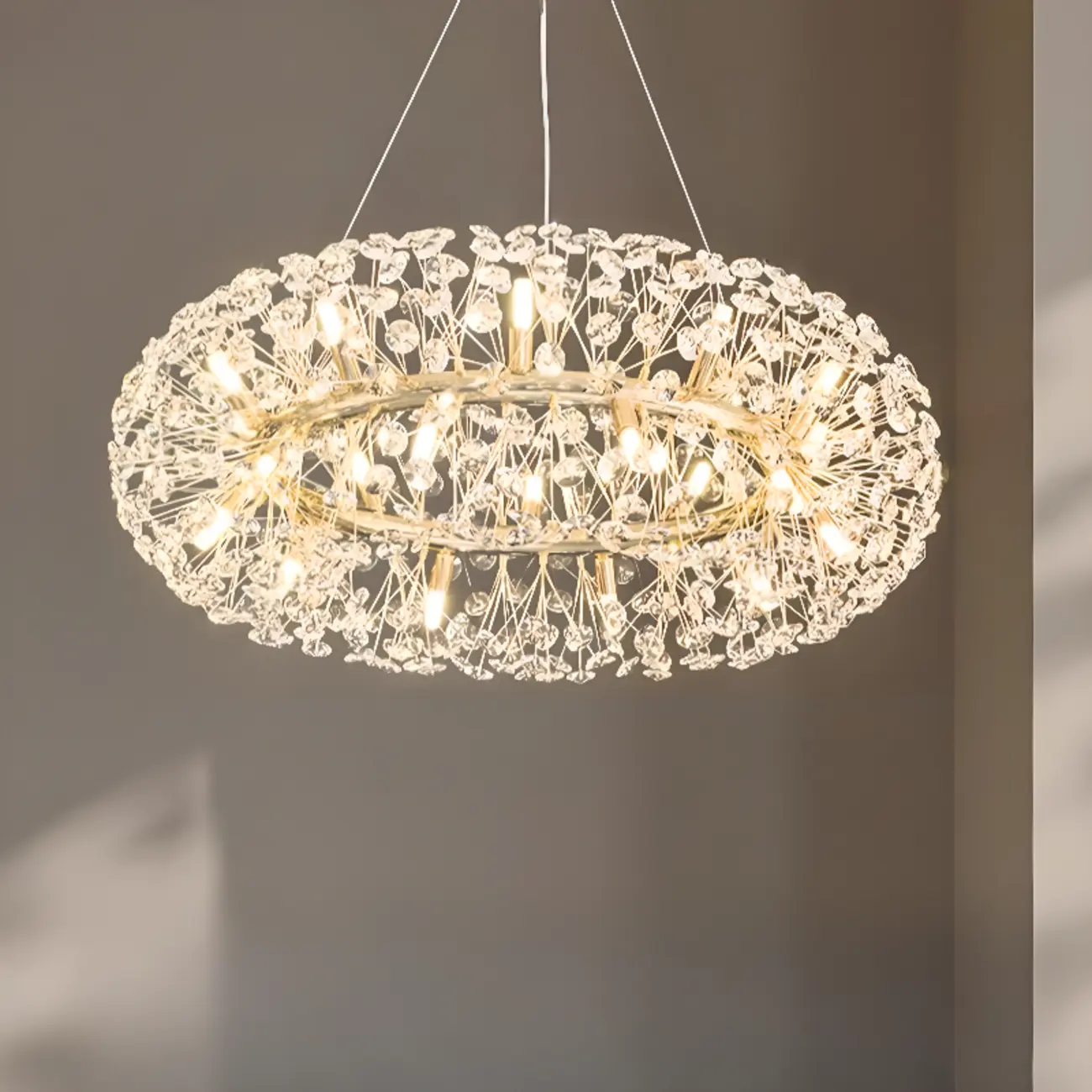Luxury Crystal Round Chandelier with Geometric Design