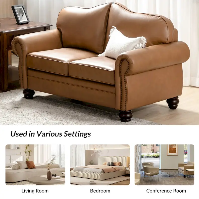 Angel Transitional Genuine Leather Sofa With Tufted Back by HULALA HOME