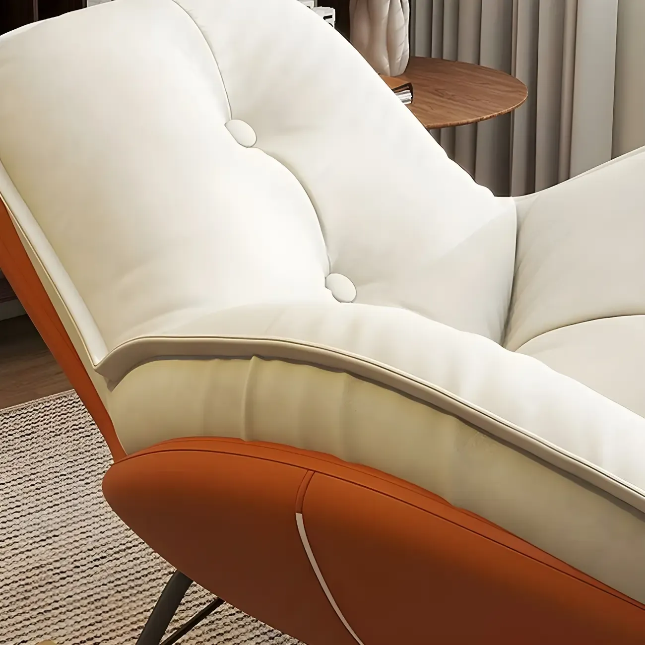 Modern Flannel Upholstered Rocking Chair with Ottoman