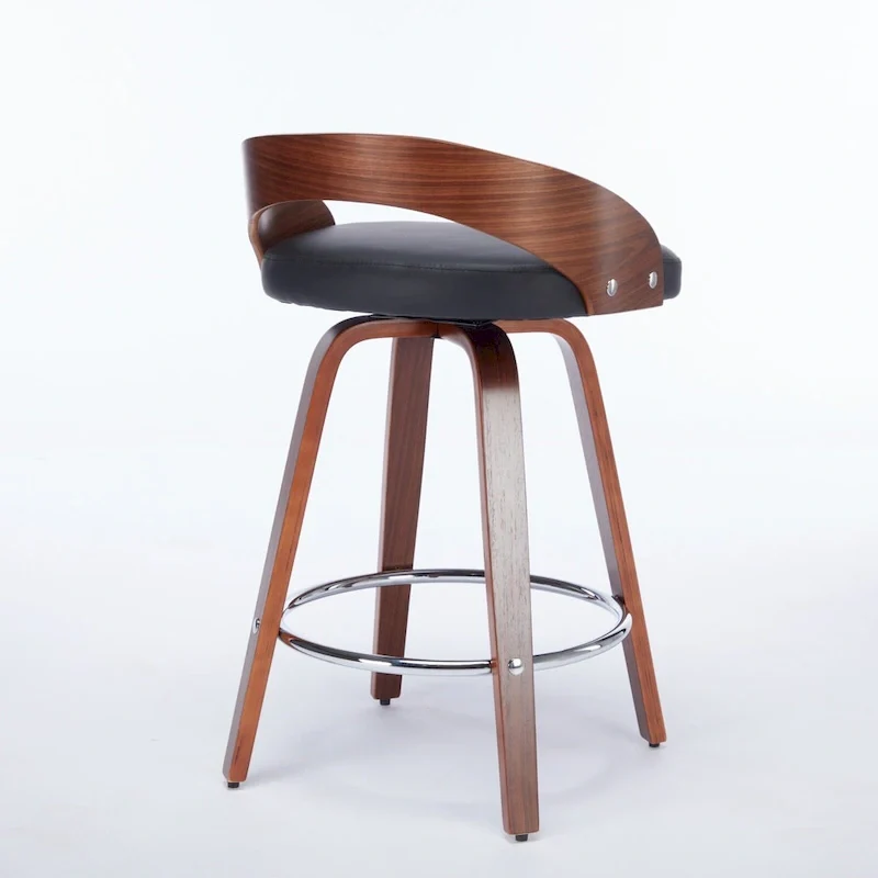 Counter Height Barstools Set of 2, Dining Chairs with Soft Cushion Seat, Kitchen Stool Island with Footstool and Low Back