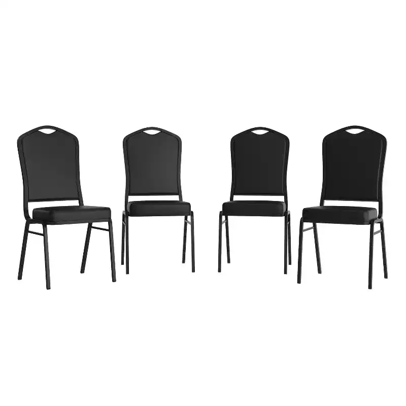 Black Crown Back Stacking Banquet Chair, Set of 4