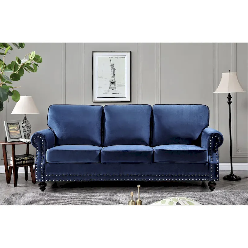 Ramos Nailhead Velvet 3-Piece Set-Loveseat Sofa and Chair