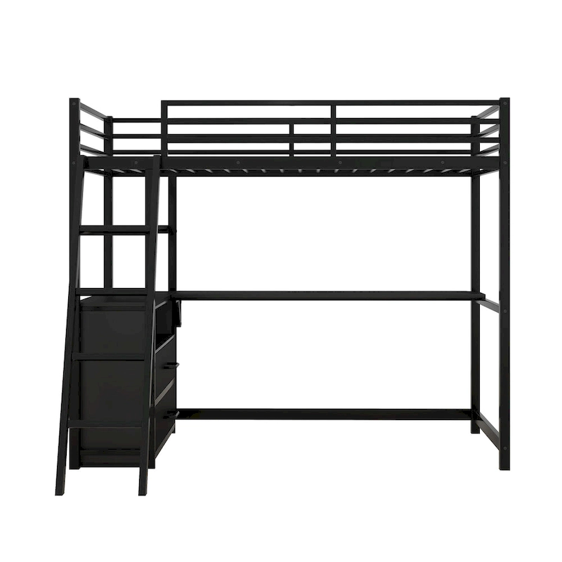 Modern Twin Metal & Wood Loft Bed