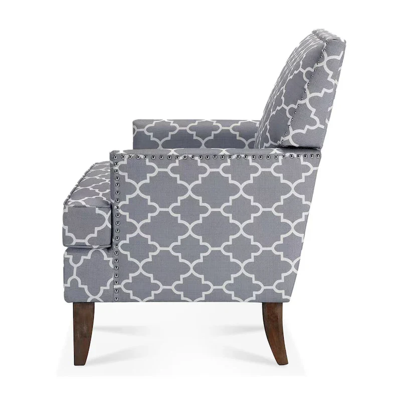 Fabric Upholstered Accent Chairs with Wood Legs
