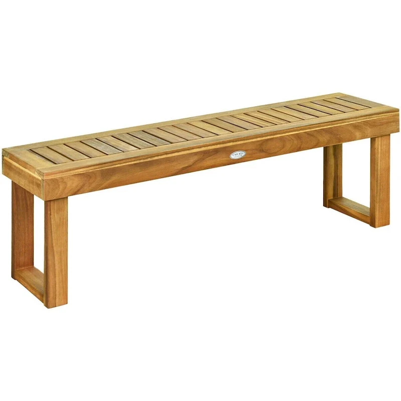 52 Acacia Wood Dining Bench with Slatted Seat - 52 x 13.5 x 17 (L x W x H)