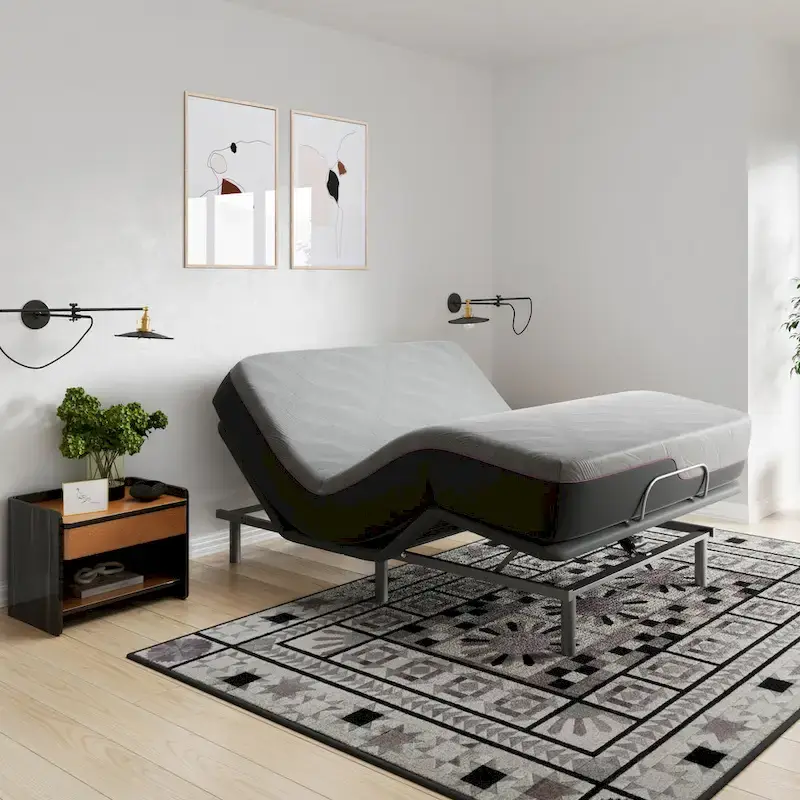 Bridgevine Home Quick Assembly Adjustable Bedframe with Voice Activated Controls