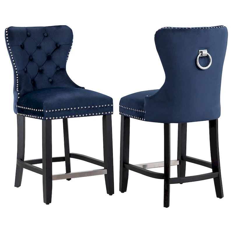 Carter 24  Wingback Tufted Nailhead Counter Stool (Set of 2)