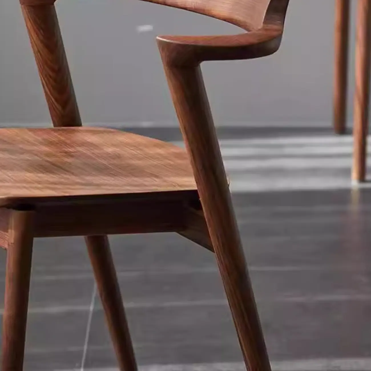 Scandinavian Open Back Armless Walnut Wood Dining Chairs